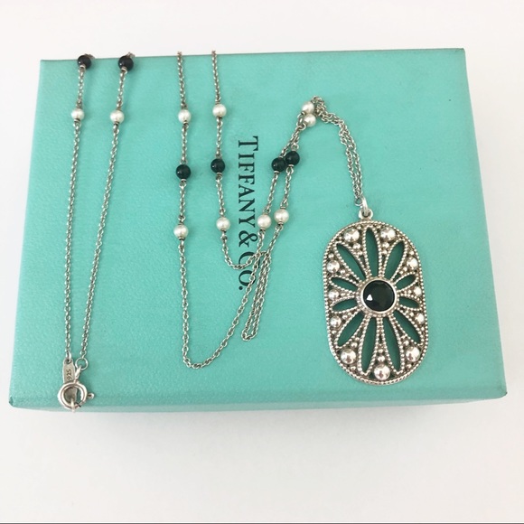 Tiffany Co Ziegfeld Onyx Pearls Daisy 